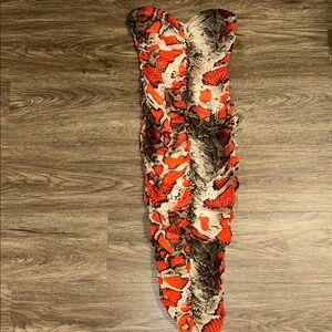 Orange and Brown Snake Print Dress
